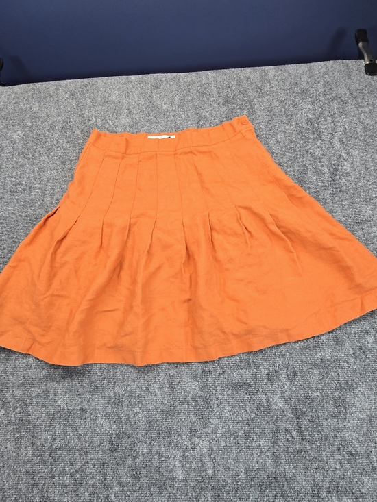 Stanley Blacker Dresses & Skirts - Stanley Blacker 100% Linen Orange A-Line Skirt Womens Size 14 Pleated Short